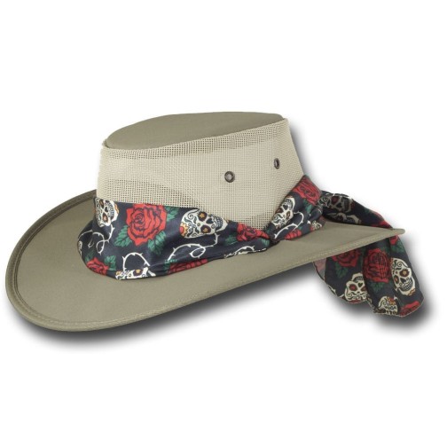 1000 satin scarf shown on a canvas hat