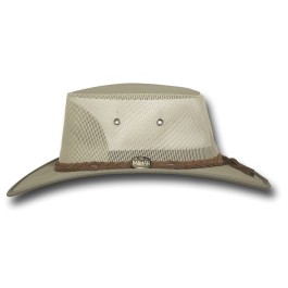 Barmah 1057 Canvas Drover in khaki, side view