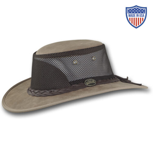 1062 Foldaway Bronco Cooler leather hat with mesh sides