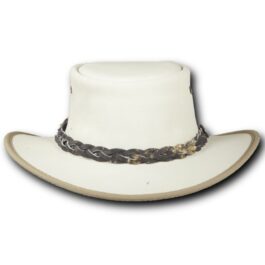 2053 Foldaway Deer leather hat in natural, front view