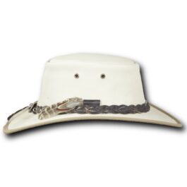 2053 Foldaway Deer leather hat in natural, side view
