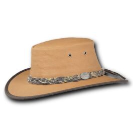 2053 Foldaway Deer leather hat in tobacco