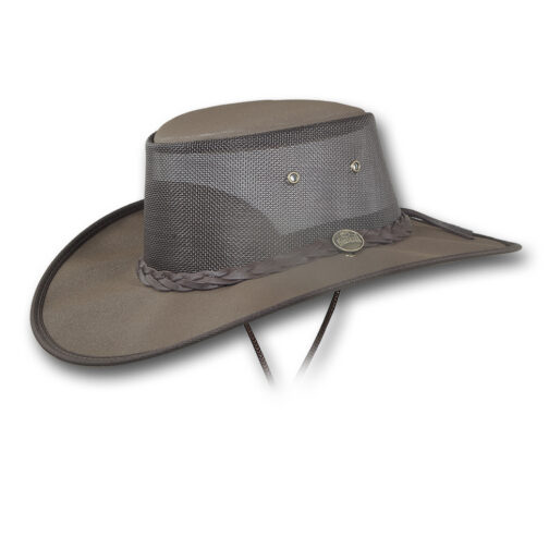 Barmah 1087 Extra Wide Brim Canvas Cooler in brown