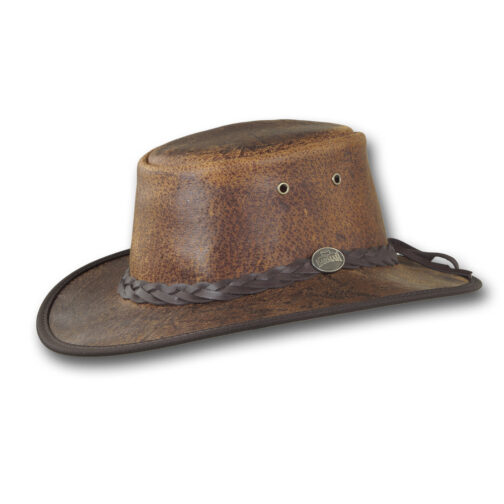 1069 Foldaway Boar leather hat in whiskey