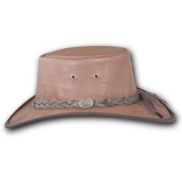 2055 Squashy Goat leather hat in cognac, side view